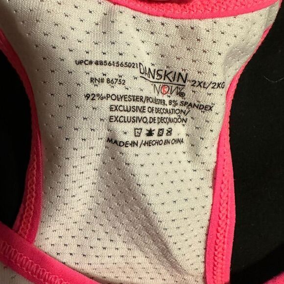 Danskin neon pink/white sports bra , padding is not removable - Picture 2 of 5